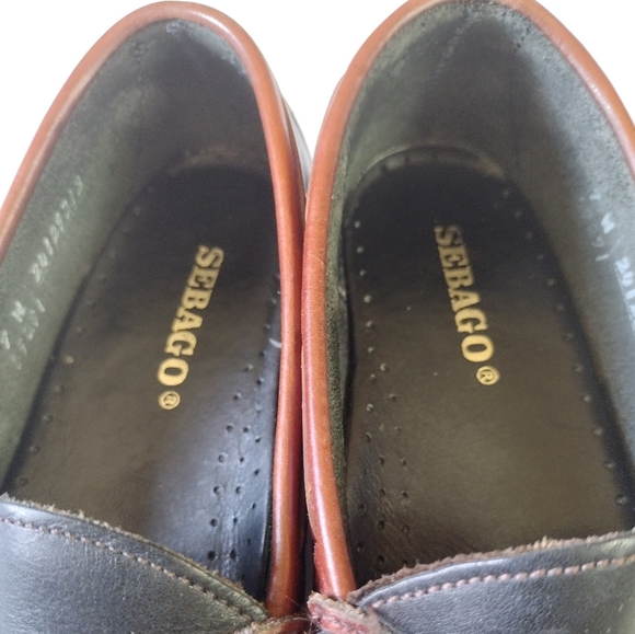 COPY - Sebago Leather Loafers, hand stiched, blk/D Brown, L/7W - Picture 7 of 10
